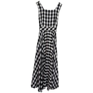Vintage Leslie Lucks Black and White Checkered Dress 16